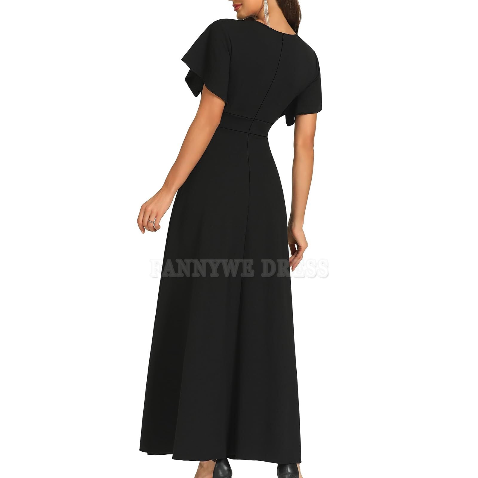 Vestidos de fiesta con volantes y escote en V de línea A, vestidos formales, vestidos de dama de honor, vestidos de noche, vestidos de graduación con abertura